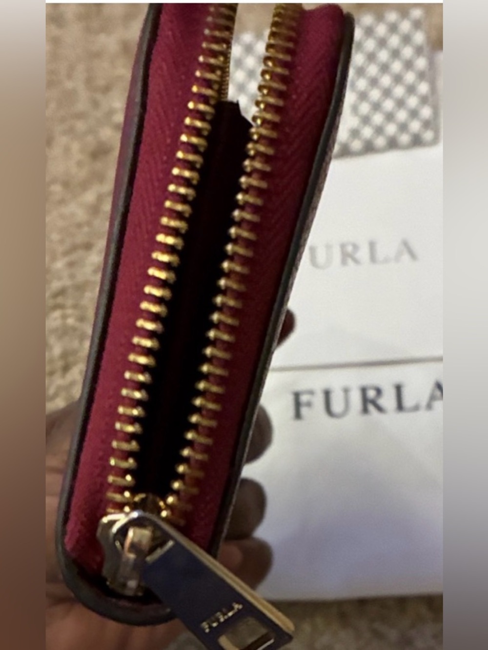 Furla with COA and Dusty - Women's Deep wine Full length Wallet - Picture 3 of 5